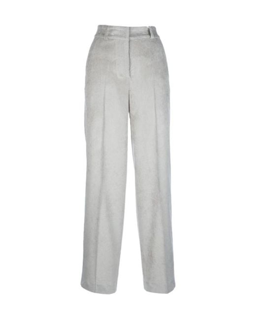 Peserico Gray Pleated Zipper Casual Pants