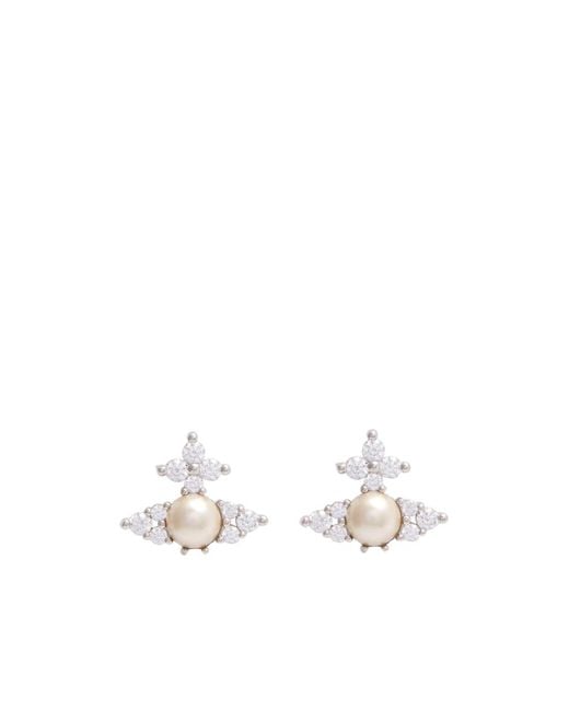 Vivienne Westwood White Embellished Orb Stud Earrings