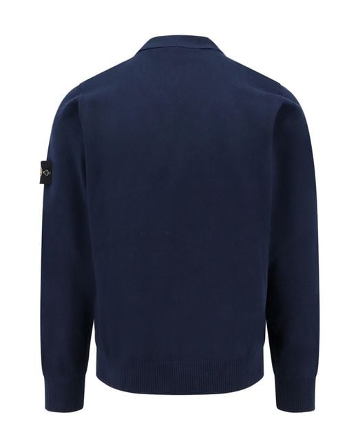 Stone Island Blue V-Neck Button-Up Cardigan for men
