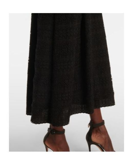 Elie Saab Black Macramé Midi Dress