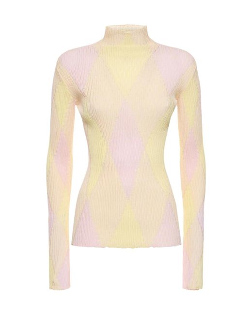 Burberry White High Neck Knitted Sweater