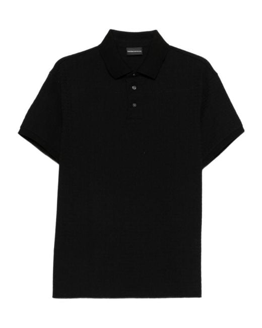 Emporio Armani Black Logo-Jacquard Polo Shirt for men