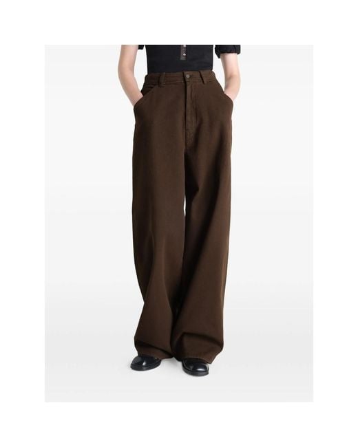 Lemaire Brown Wide-Leg Twill Trousers
