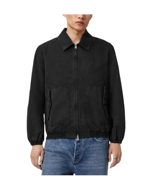 AllSaints Black Holman Ramskull Zip-Up Jacket for men
