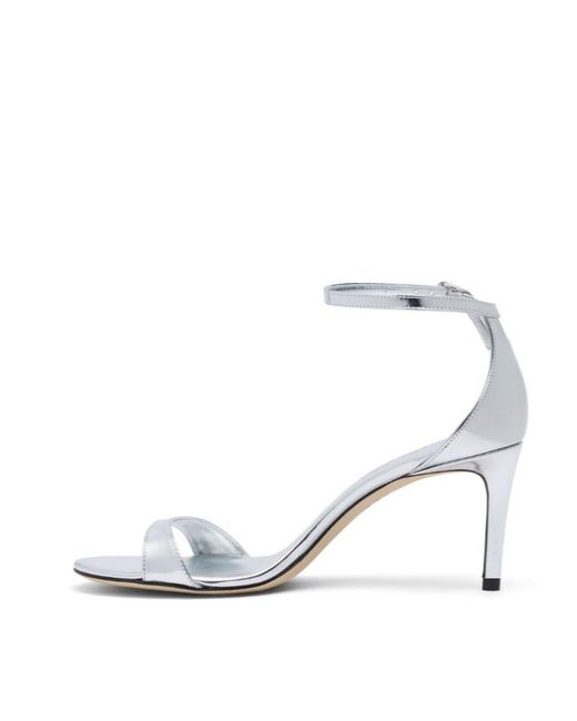 Stuart Weitzman White Round-Headed High-Heeled Sandals