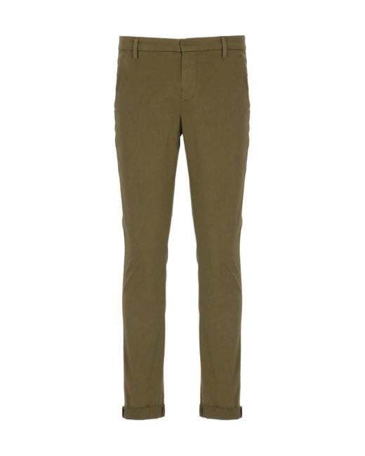 Dondup Green Mid-Rise Straight Leg Trousers for men