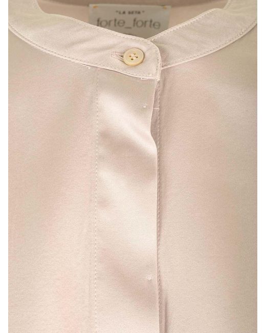 Forte_forte Natural Curved Hem Satin Shirt
