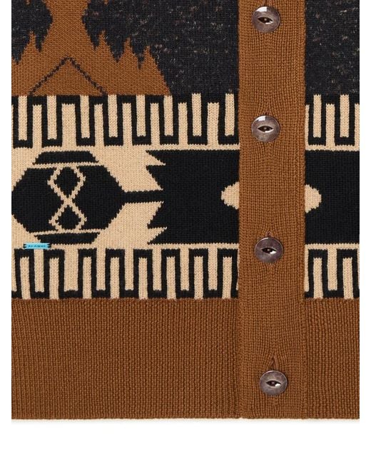 Alanui Brown Dreamscape Icon Geometric-Pattern Cardigan for men