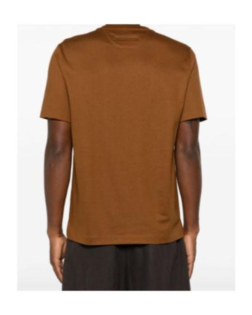 Zegna Brown Crew-Neck T-Shirt for men