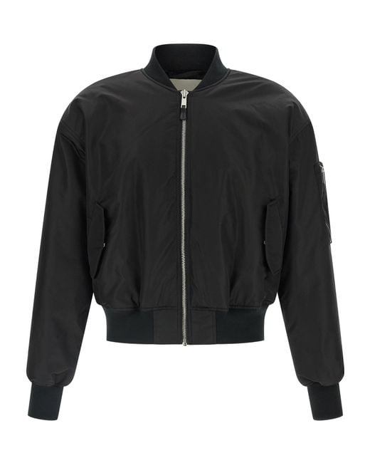 Entire studios Black Cropped Broad Bomber Jacket for men