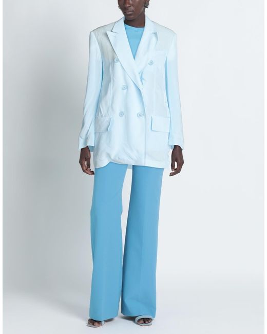 Sportmax Blue Solid Color Double-Breasted Blazer