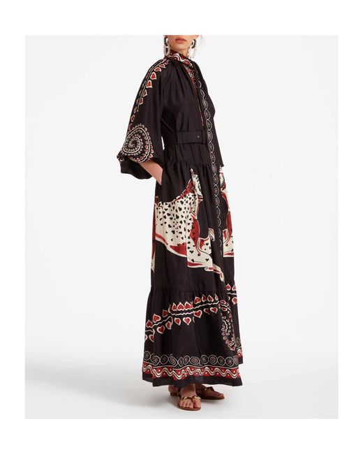 LaDoubleJ Black Athena Animal-Print Silk Dress