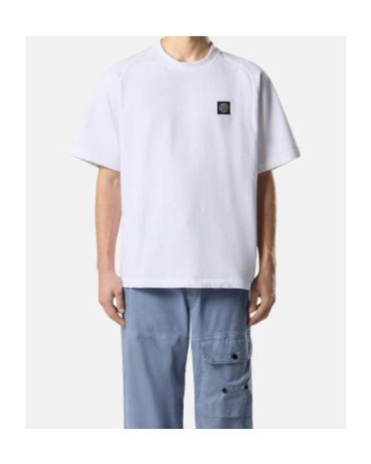 Stone Island White Logo-Patch T-Shirt for men