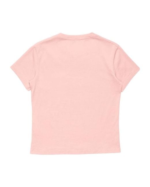 Acne Pink Logo Crew-Neck T-Shirt for men