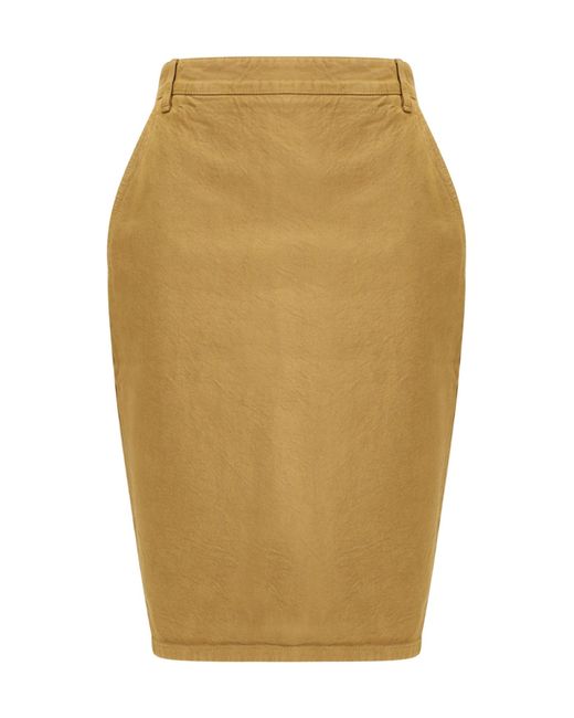 Saint Laurent Natural Mid-Rise Denim Pencil Skirt