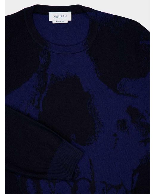 McQueen Blue Crew-Neck Sweater for men