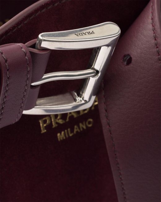 Prada Red Medium Buckle Leather Tote Bag