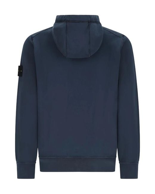 Stone Island Blue Logo Patch Drawstring Hoodie for men