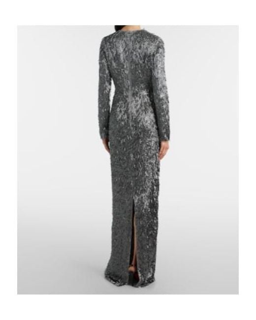 Erdem Gray Sequined Draped Maxi Dress
