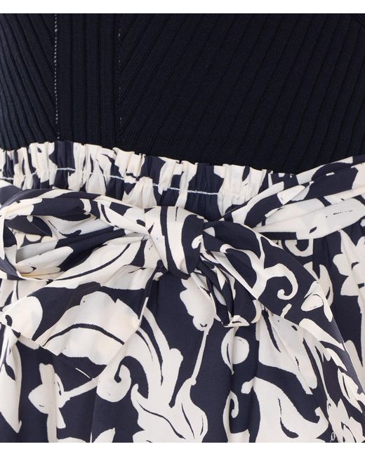 Liu Jo Blue Cross-Strap Printed Midi Dress