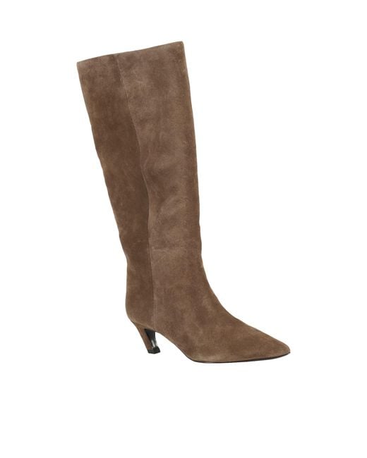 Ash Brown Pointed-Toe Boots
