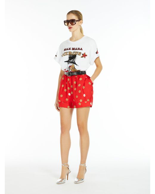 Max Mara White Graphic Printed Crewneck T-Shirt