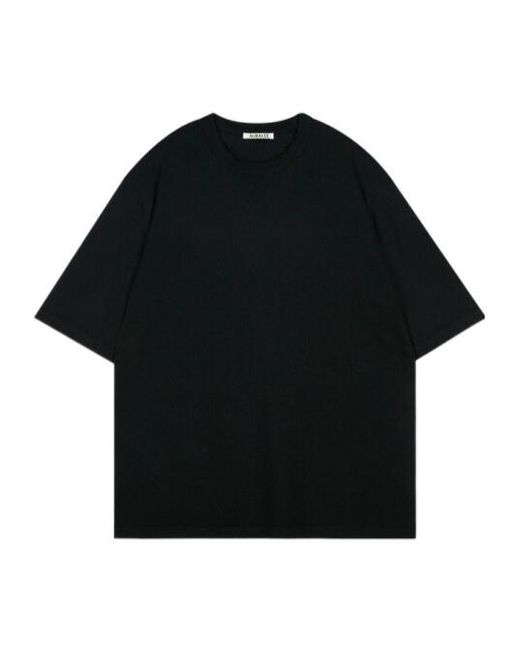 Auralee Black Knitted Cashmere T-Shirt for men