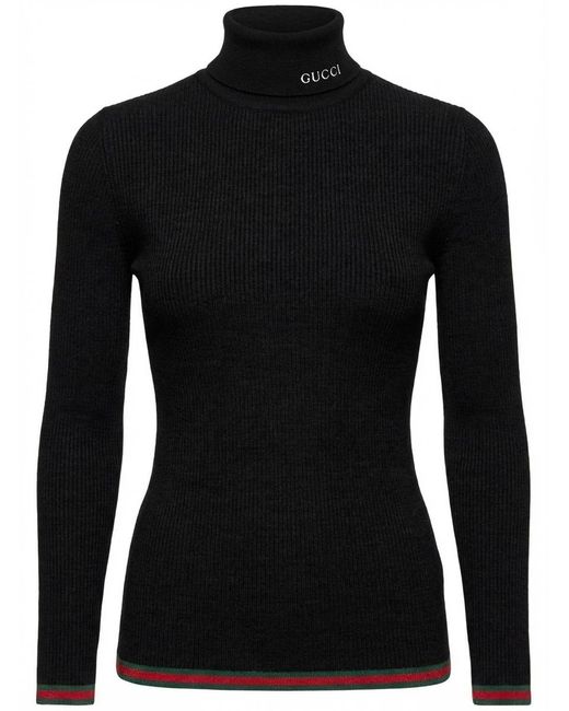 Gucci Black Turtleneck Knitted Top