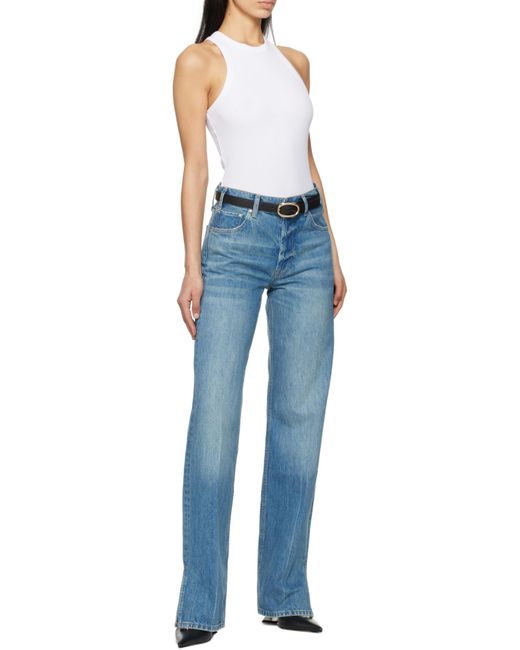 Anine Bing Blue Roy Mid-Rise Straight Jeans
