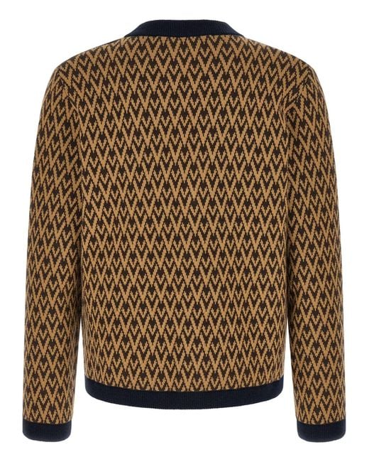 Valentino Brown Toute La V Patterned V-Neck Cardigan for men