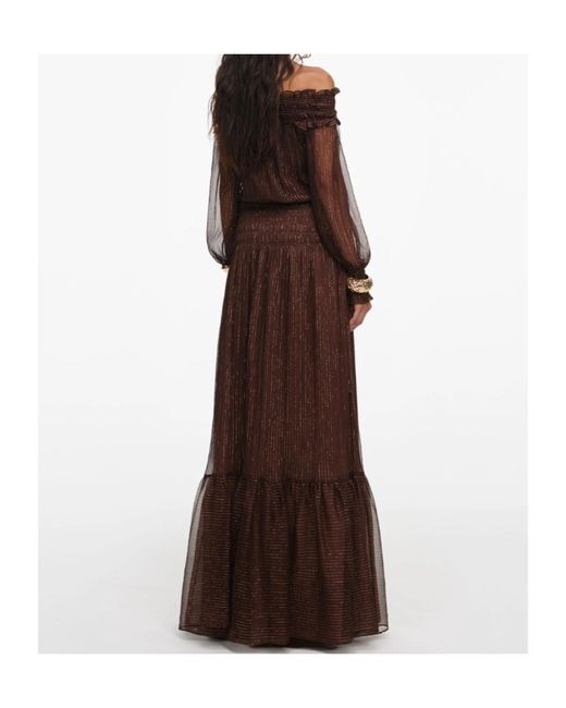 Self-Portrait Brown Georgette Maxi Dress
