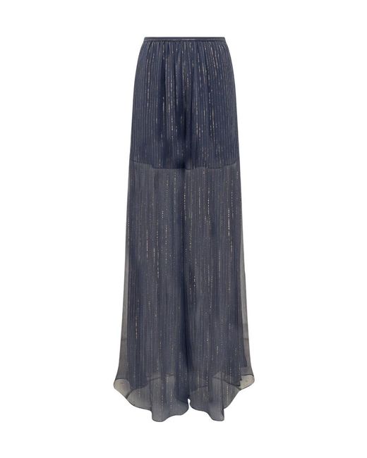 Rochas Blue Sheer Wide Leg Pants