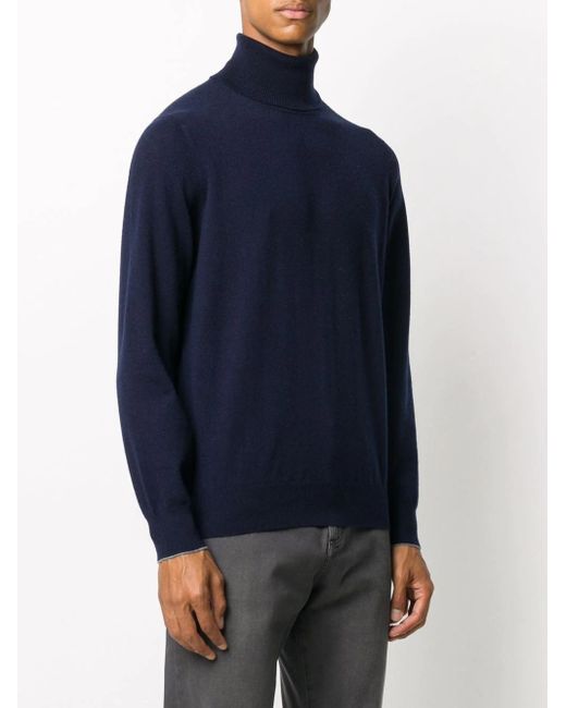 Brunello Cucinelli Blue Turtleneck Knitted Jumper for men