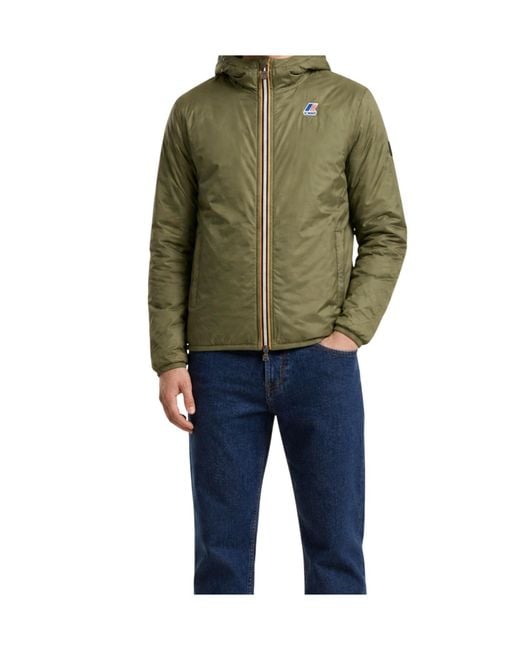 K-Way Black Reversible Logo Coat for men