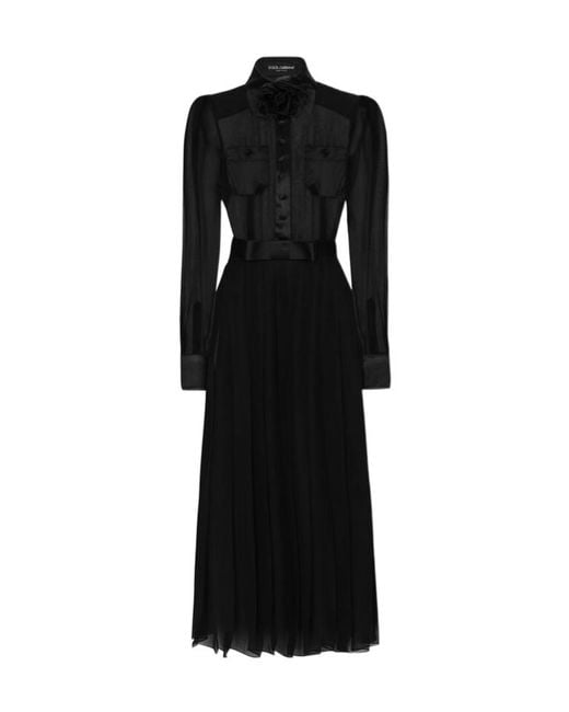 Dolce & Gabbana Black Chiffon Shirt Dress