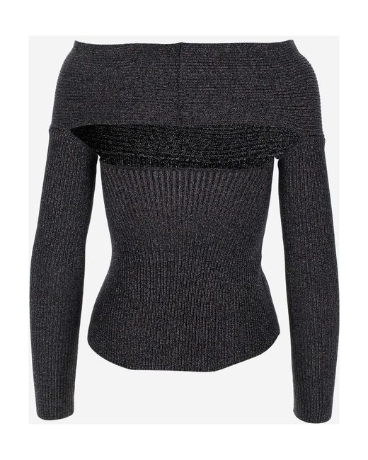 Khaite Black Off-Shoulder Long-Sleeved Top