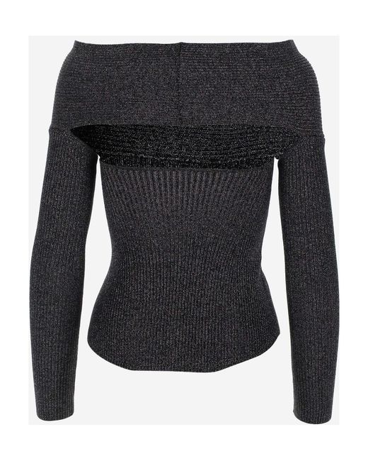 Khaite Black Off-Shoulder Long-Sleeved Top