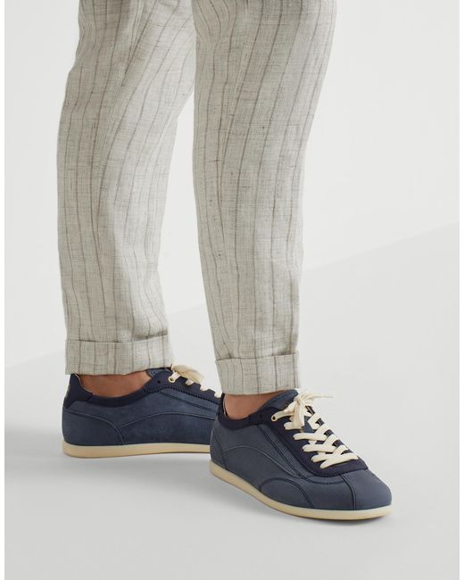 Brunello Cucinelli Blue Panelled Low-Top Sneakers for men