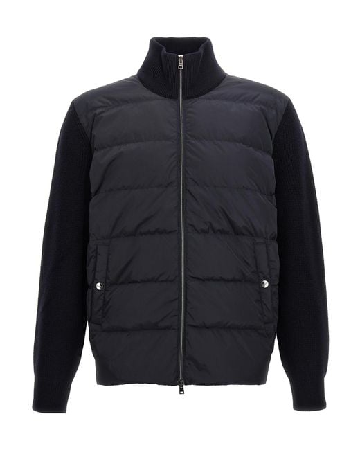 Herno Blue Zip-Up Knitted Puffer Jacket for men