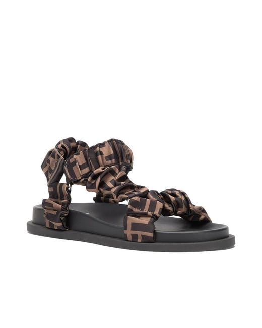 Fendi Brown Feel Ff Motif Sandals