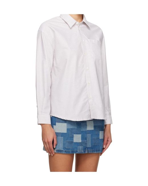 A.P.C. White Greg Striped Long-Sleeve Shirt
