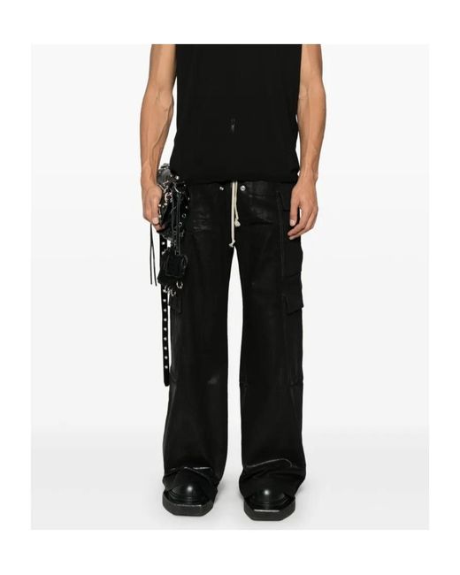 Rick Owens Black Double Cargo Jumbo Belas Trousers for men
