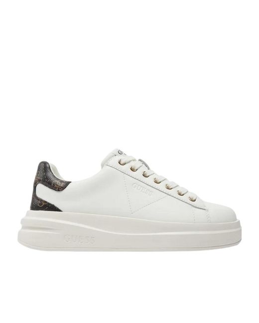 Guess White Round-Head Sneakers