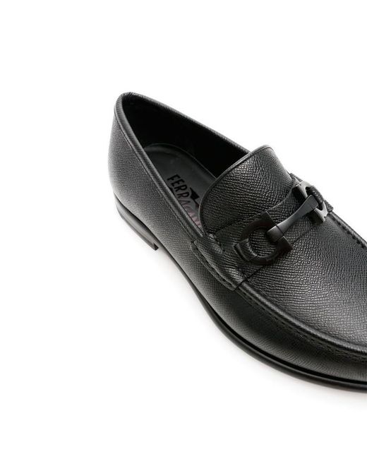 Ferragamo Black Logo Plaque Slip-On Loafers for men