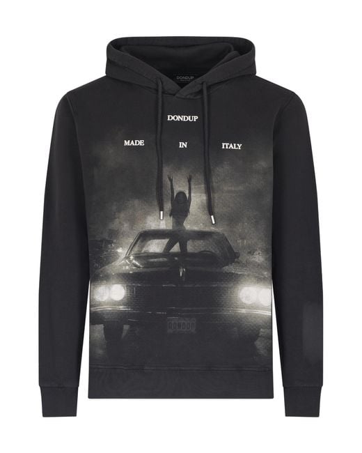 Dondup Black Logo Hooded Sweatshirt for men