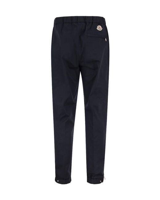 Moncler Blue Logo-Patch Drawstring Pants for men
