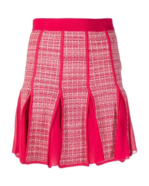 Elisabetta Franchi Pink Tweed Pleated Mini Skirt