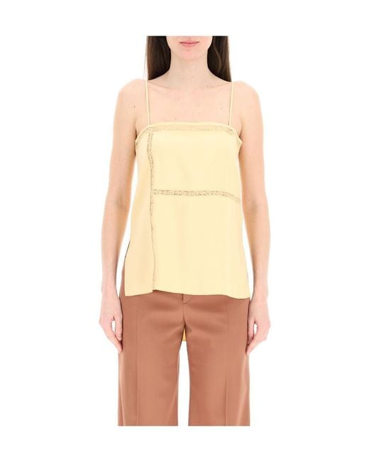 Chloé Yellow Lace-Trim High-Low Camisole