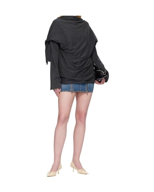 Jean Paul Gaultier Black Two-Zip Detail Denim Mini Skirt