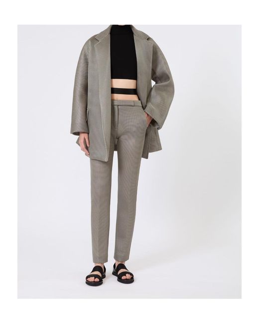 Max Mara Gray Long-Sleeved Belted Coat
